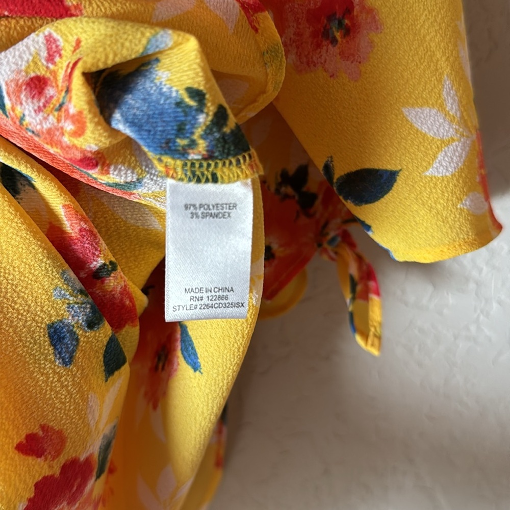 Yellow Floral Off-the-Shoulder Blouse | Size L | Status by Stitch Fix | Boho - Picture 5 of 5